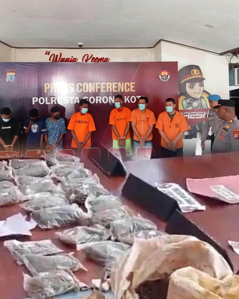 Polresta Sorong Kota Musnahkan 3,4 Kg Ganja dan 7 Gram Sabu, Tiga Tersangka Ditangkap